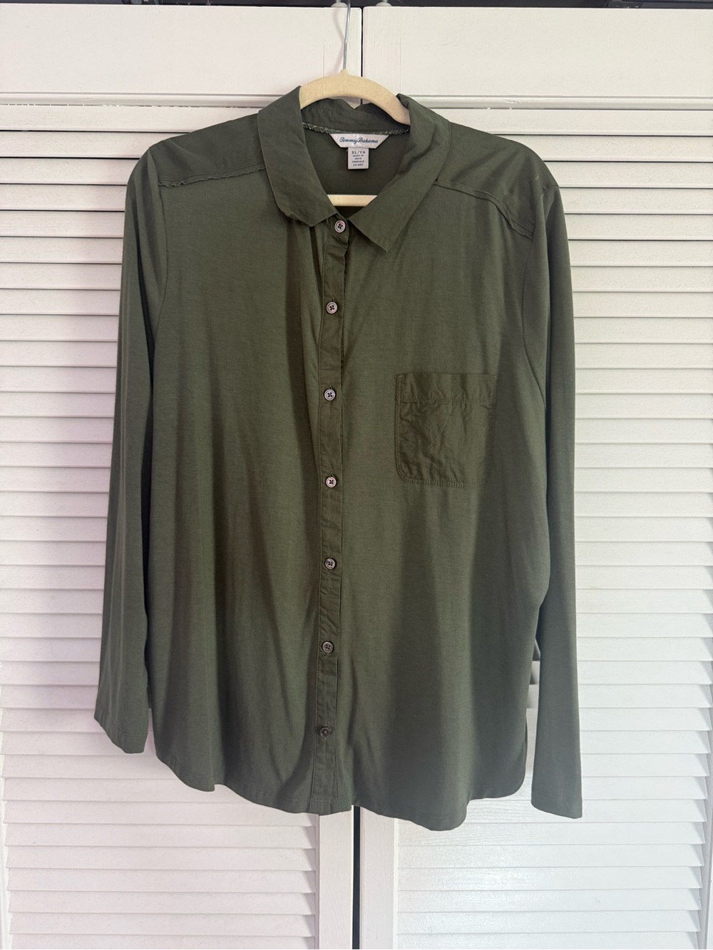 Tommy Bahama Olive Button-Down Shirt with Chest Pocket